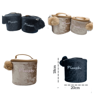 Plush Velvet Make-up 2pcs Organizer Set