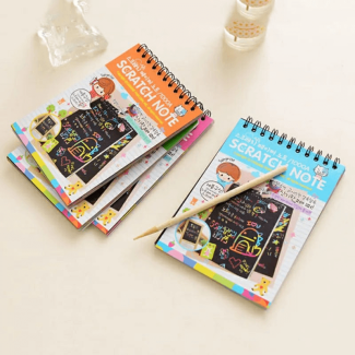 3-Piece Graffiti Scratch Note Black Cardboard Notebook for Creative Kids Price in Pakistan | LAPTAB