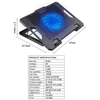 S100 Adjustable Notebook Gaming Cooler Fan Laptop Stand for Comfort Price in Pakistan | LAPTAB