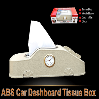 3-in-1 Nonskid Dashboard Tissue Box, Mobile & Card Holder, ABS Material