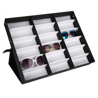 18 Slot Glasses Organizer Case with Soft Lining and Lockable Design