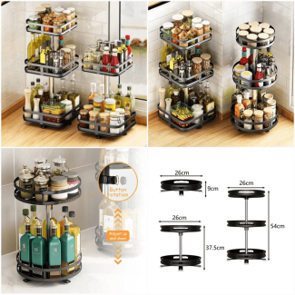 2 Layer 360 Degree Rotating Iron Storage Rack for Efficient Organization Price in Pakistan | LAPTAB