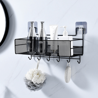 Self-Adhesive Wall-Mounted Iron Shelf with Hooks for Home Organization Price in Pakistan | LAPTAB