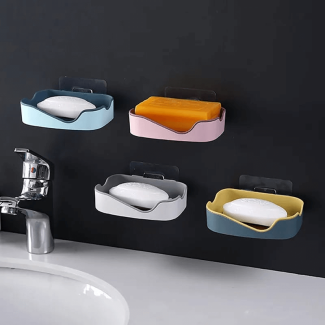 Self-Adhesive Wall-Mounted Soap Dish for Bathroom Organization, Stainless Steel