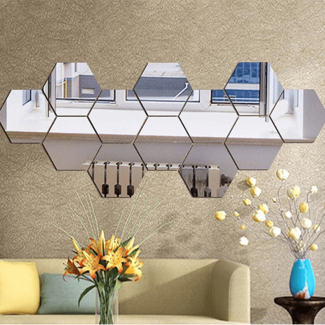 12 Pcs Self-Adhesive Hexagon Acrylic Wall Stickers for Home Decoration Price in Pakistan | LAPTAB