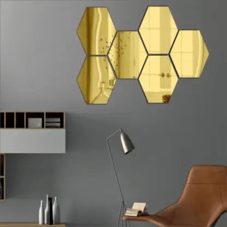 8 pcs Big Hexagon Acrylic Wall Stickers for Home Decoration and DIY Price in Pakistan | LAPTAB