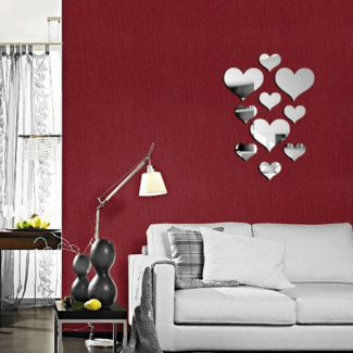 18 pcs Self-Adhesive Acrylic Hearts Wall Stickers for Room Decoration Price in Pakistan | LAPTAB