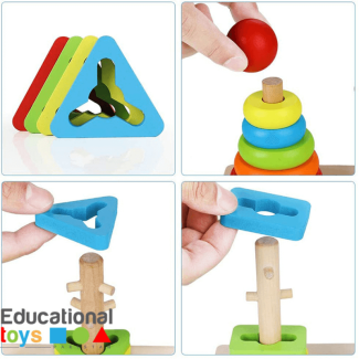 Rainbow Three Column Shape Sorting Tower Toy for Kids - Learning & Fun Price in Pakistan | LAPTAB