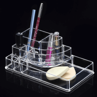 Corner Acrylic Multi Compartment Makeup Organizer