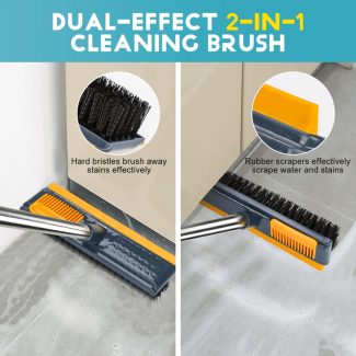 Bathroom Cleaning Brush with Scraper - Long Handle for Easy Reach Price in Pakistan | LAPTAB