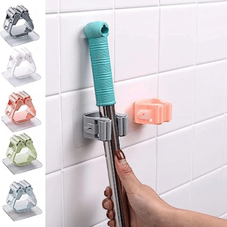 Wall Mounted Mop Holder - Self-Adhesive Broom Organizer with Secure Attachment Price in Pakistan | LAPTAB