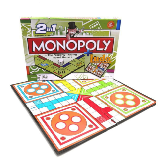 2 in 1 Monopoly Property Trading + Ludo Board Game