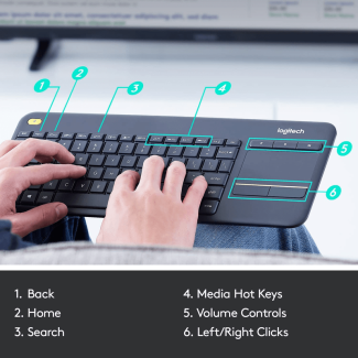 Logitech K400 Plus Wireless Touch Keyboard for PC-to-TV Control Price in Pakistan | LAPTAB