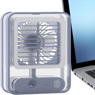 USB Rechargeable Mini AC Personal Air Cooler Desk Fan with LED Night Light Price in Pakistan | LAPTAB