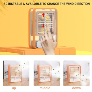 USB Rechargeable Mini AC Personal Air Cooler Desk Fan with LED Night Light Price in Pakistan | LAPTAB