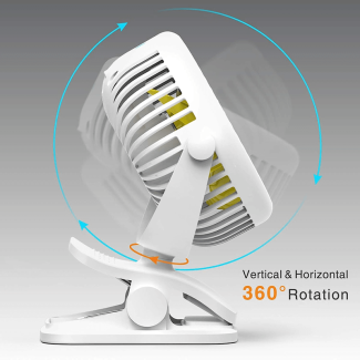Mini Stroller Clip Fan - Rechargeable, 360-Degree Rotation, 3 Speeds Price in Pakistan | LAPTAB