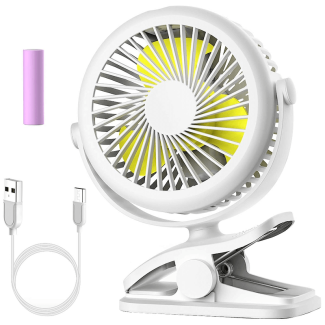 Mini Stroller Clip Fan - Rechargeable, 360-Degree Rotation, 3 Speeds