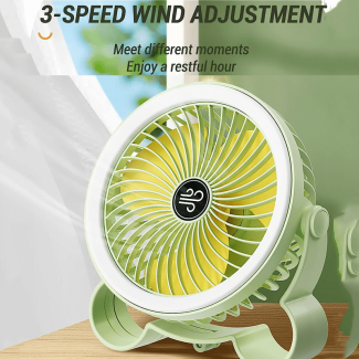 360? Rotation Portable Fan with Hook and Night Breathing Light
