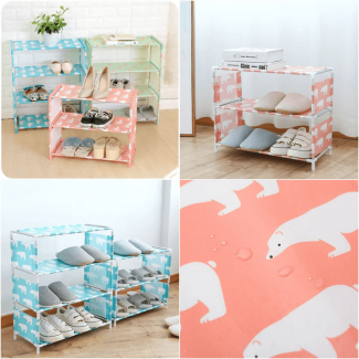 5-Layer Non-Woven Waterproof Shoe Rack - Space-Saving Organizer for 16 Pairs