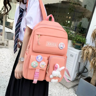 4pcs Bunny Bag Set - Kawaii Canvas Backpacks for School and Travel Price in Pakistan | LAPTAB