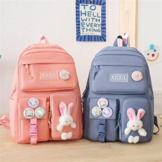 4pcs Bunny Bag Set - Kawaii Canvas Backpacks for School and Travel Price in Pakistan | LAPTAB