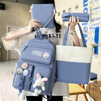 4pcs Bunny Bag Set - Kawaii Canvas Backpacks for School and Travel Price in Pakistan | LAPTAB