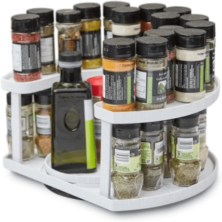 Spice Spinner Two-Tiered Spice Organizer with Dual Spin Lazy Susan