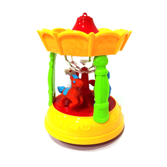 Battery-Operated Carousel Toy with 3D Lights and Music for Kids 2+