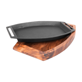 Imperial 8.5 Inch Cast Iron Sizzler Plate with Wood Base for Versatile Cooking Price in Pakistan | LAPTAB
