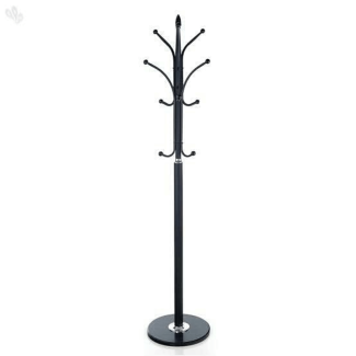 Simple Metal Coat Rack with Marble Base and 12 Staggered Hooks, 70