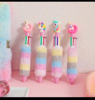 6pcs Unicorn Shaped Ballpoint Pens for Kids - Colorful Cartoon Design