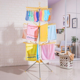 Stainless Steel 3-Tier Foldable Clothes Drying Rack with 360? Rotation Price in Pakistan | LAPTAB
