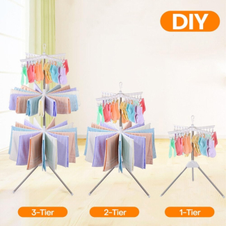 Stainless Steel 3-Tier Foldable Clothes Drying Rack with 360? Rotation Price in Pakistan | LAPTAB