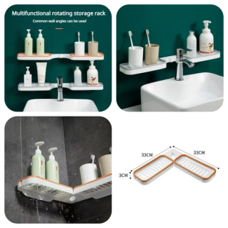 Rotatable Wall-Mounted Bathroom Corner Rack, Durable PP Shower Caddy Price in Pakistan | LAPTAB
