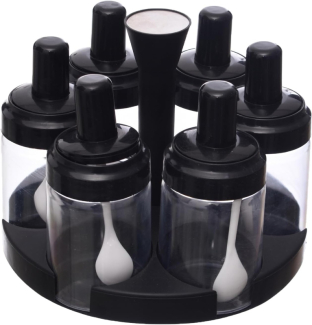 Plastic Spice Rotating Bottles Set of 6 - Airtight Storage for Kitchen