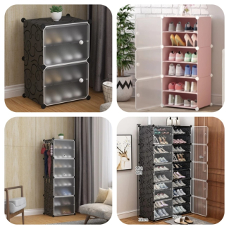 MultiLayer Portable Plastic Shoe Cabinet with DIY Design and 6 Cubes