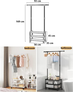 Metal Coat Stand with Shoe Rack and Hanging Rail, 3-in-1 Storage Solution Price in Pakistan | LAPTAB