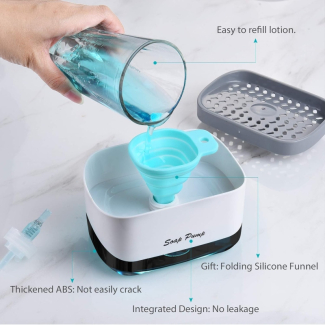 Dish Soap Dispenser with Sponge Holder for Kitchen Sink, Easy One-Handed Use Price in Pakistan | LAPTAB