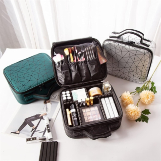 Large Capacity Makeup Partition Traveling Storage Box, Waterproof PU Leather Price in Pakistan | LAPTAB