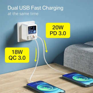 PD QC Charger 40W Fast Charging Wall Charger with LED Indicator, White Price in Pakistan | LAPTAB