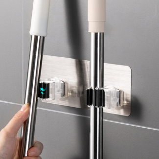 2IN1 Drilling Broom Mop Holder - Durable Stainless Steel Wall Mount Organizer Price in Pakistan | LAPTAB