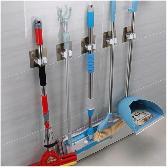 2IN1 Drilling Broom Mop Holder - Durable Stainless Steel Wall Mount Organizer Price in Pakistan | LAPTAB