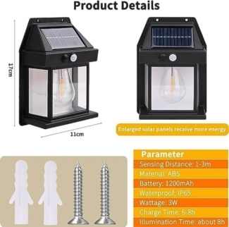 Solar Charge Motion Sensor Waterproof Wall Lamp for Outdoor Lighting Price in Pakistan | LAPTAB