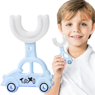 Car Shape Silicone Toothbrush for Kids Age 2-6, Yellow and Blue Price in Pakistan | LAPTAB