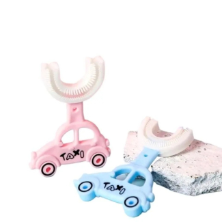 Car Shape Silicone Toothbrush for Kids Age 2-6, Yellow and Blue Price in Pakistan | LAPTAB