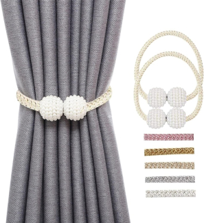 Magnetic Curtain Tiebacks with Pearl Ball - Pack of 2, Easy to Use Price in Pakistan | LAPTAB