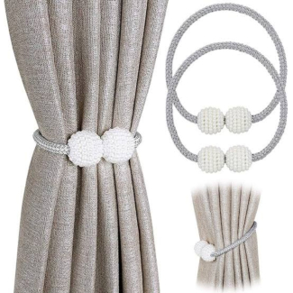 Magnetic Curtain Tiebacks with Pearl Ball - Pack of 2, Easy to Use Price in Pakistan | LAPTAB