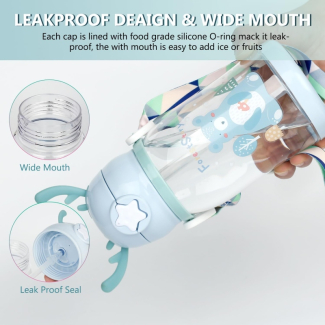 Kids Cartoon Drinking Bottle with Straw, 600ml Water Bottle with Strap Price in Pakistan | LAPTAB
