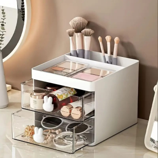 Cosmetic Desktop Storage Organizer with 3 Sections and 2 Drawers Price in Pakistan | LAPTAB