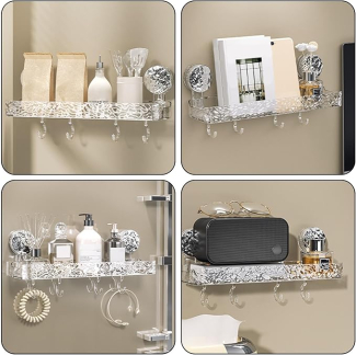 Crystal Suction Wall-Mounted Shelf for Bathroom and Kitchen Organization Price in Pakistan | LAPTAB